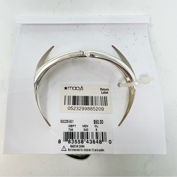 NWT Touch of Silver Trendy Hinged Cuff Bracelet Geometric Snake Silver Plated - Picture 5 of 6